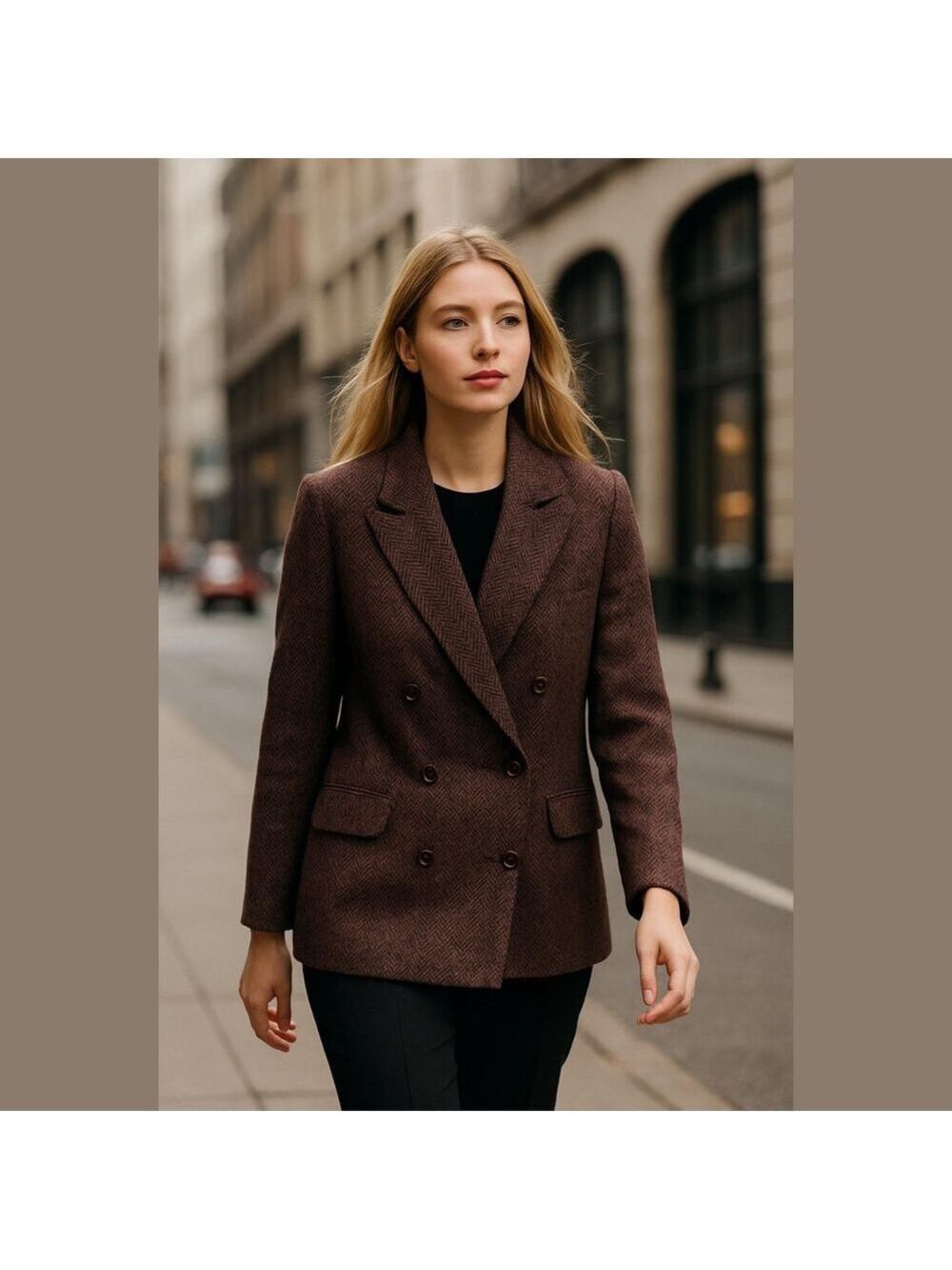 Vintage Herringbone Double Breasted Pea Coat Westbrook M. Liman wool cottagecore